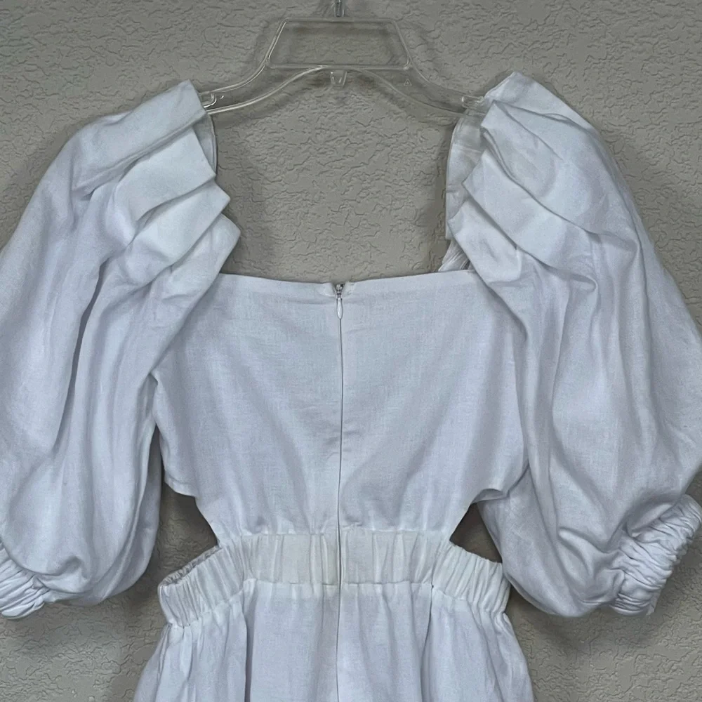 NWOT Sovere white Noble puff sleeve cutout mini dress - Picture 4 of 4